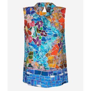 NWT Dolcezza Top "Floral Landscape" sleeveless blouse